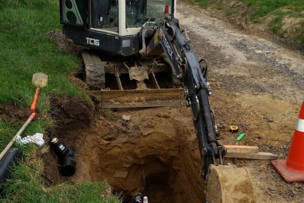 Excavator and rural pipeline upgrade in West Melton