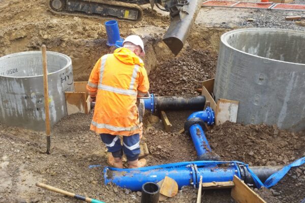 Water pipelines being laid in Rangiora civil infrastructure project